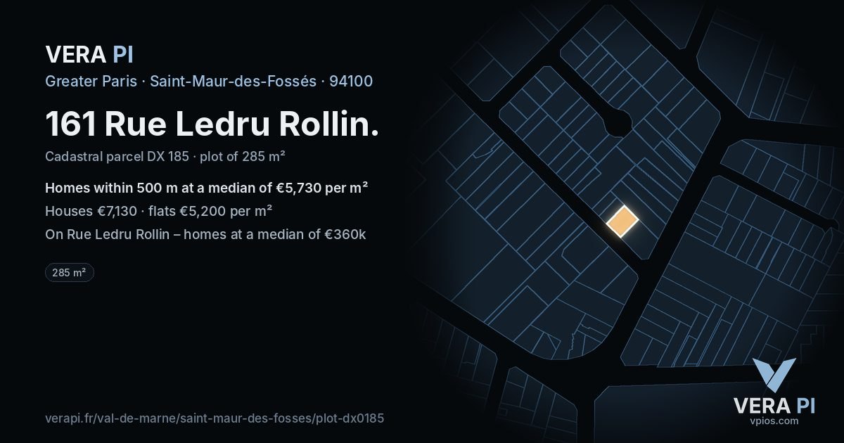 161 Rue Ledru Rollin, Saint-Maur-des-Fossés at night – the plot lit, the parcels around coloured by the prices near them