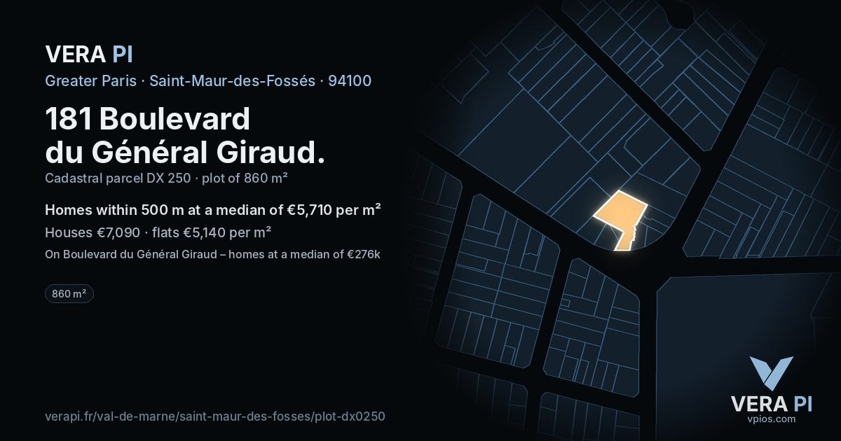 181 Boulevard du Général Giraud, Saint-Maur-des-Fossés at night – the plot lit, the parcels around coloured by the prices near them