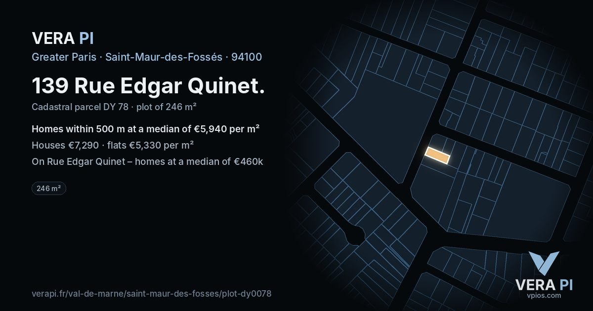 139 Rue Edgar Quinet, Saint-Maur-des-Fossés at night – the plot lit, the parcels around coloured by the prices near them