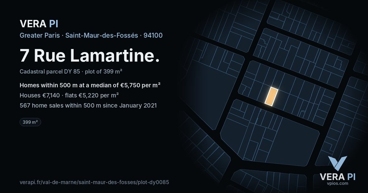7 Rue Lamartine, Saint-Maur-des-Fossés at night – the plot lit, the parcels around coloured by the prices near them
