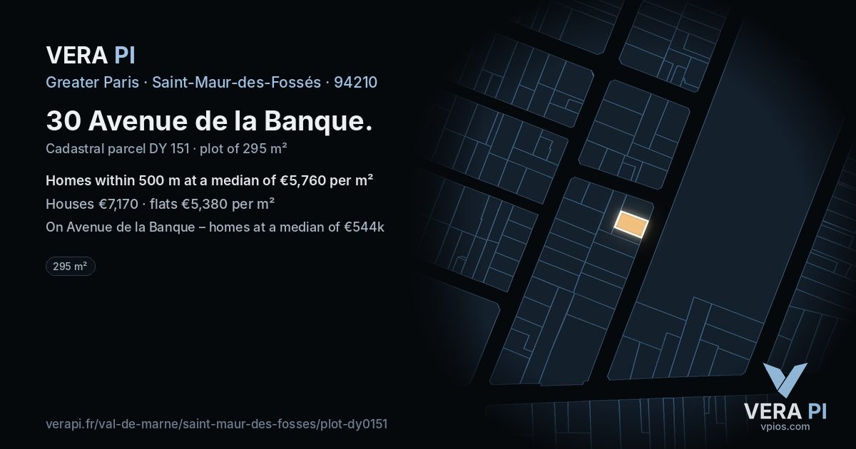 30 Avenue de la Banque, Saint-Maur-des-Fossés at night – the plot lit, the parcels around coloured by the prices near them