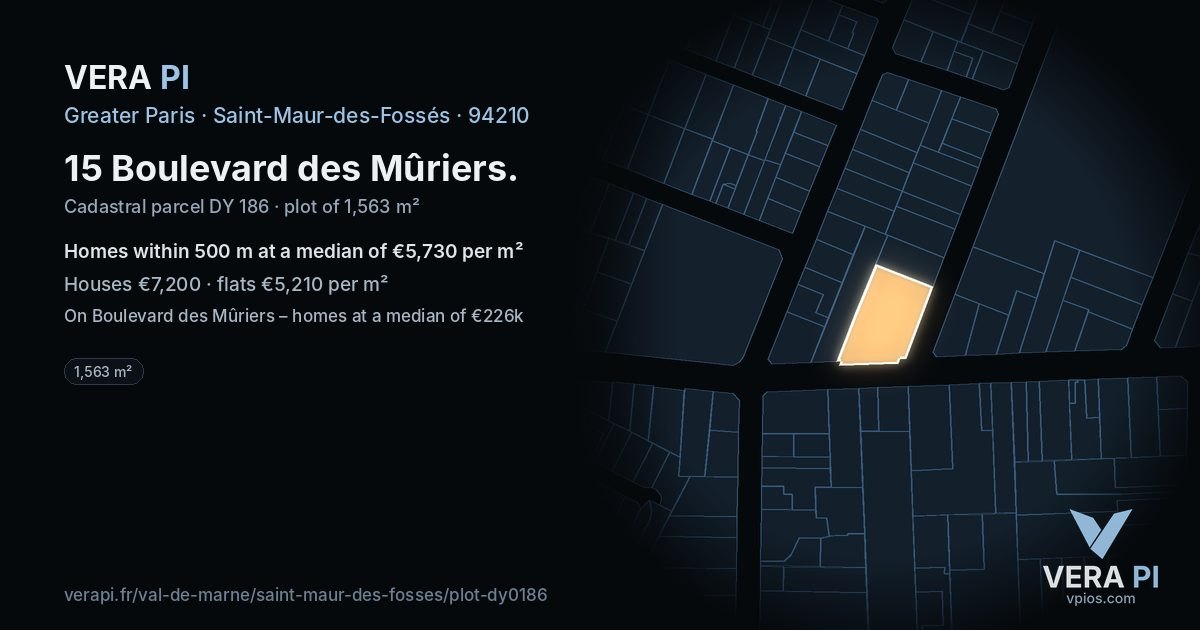 15 Boulevard des Mûriers, Saint-Maur-des-Fossés at night – the plot lit, the parcels around coloured by the prices near them