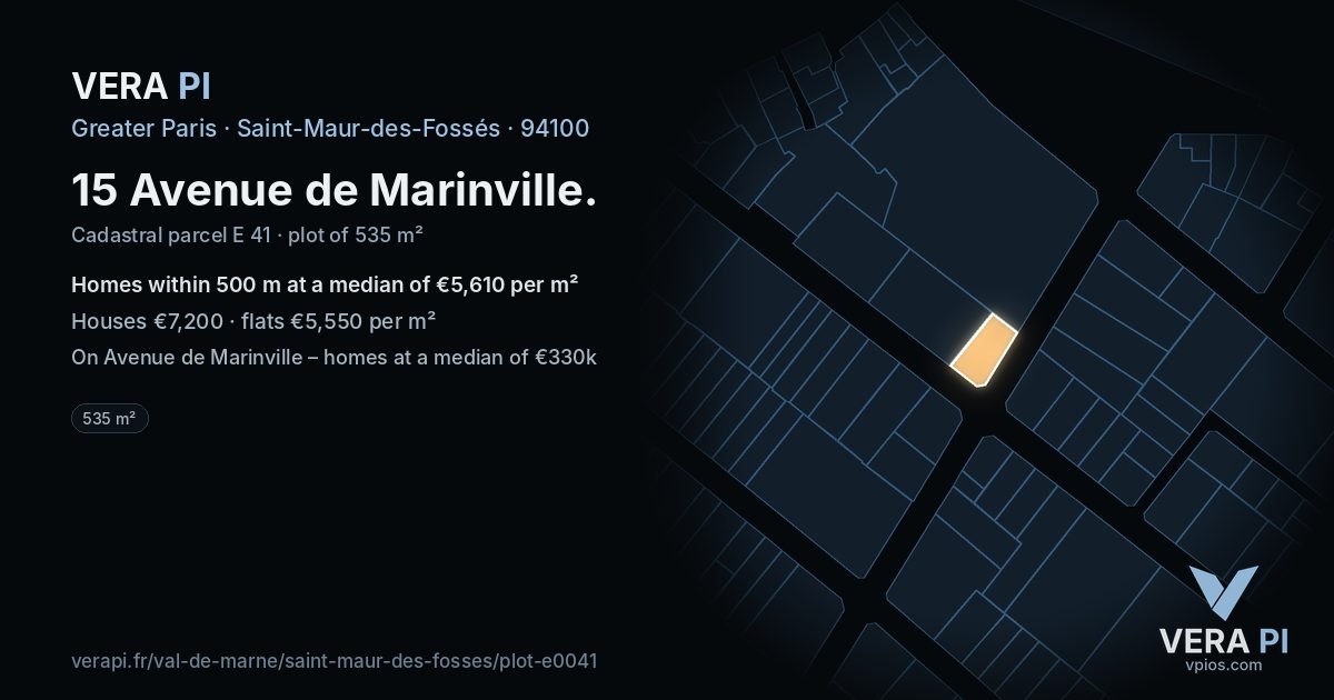 15 Avenue de Marinville, Saint-Maur-des-Fossés at night – the plot lit, the parcels around coloured by the prices near them