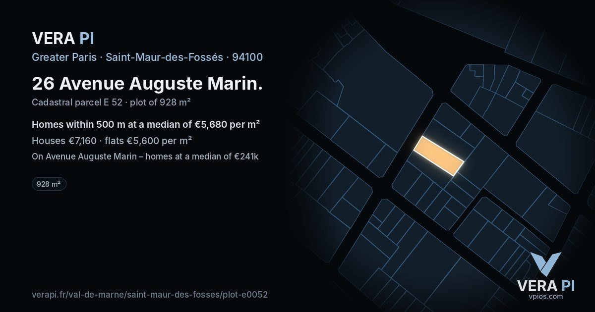 26 Avenue Auguste Marin, Saint-Maur-des-Fossés at night – the plot lit, the parcels around coloured by the prices near them