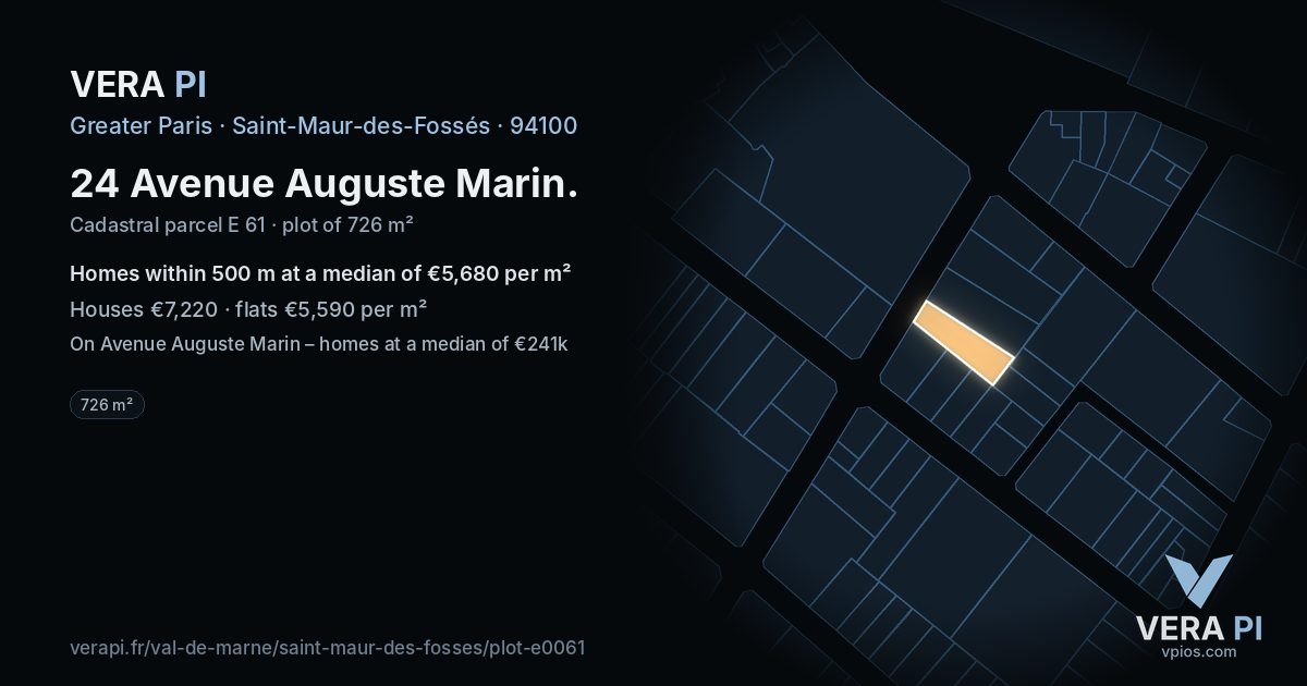 24 Avenue Auguste Marin, Saint-Maur-des-Fossés at night – the plot lit, the parcels around coloured by the prices near them