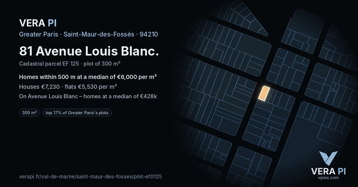 81 Avenue Louis Blanc, Saint-Maur-des-Fossés at night – the plot lit, the parcels around coloured by the prices near them