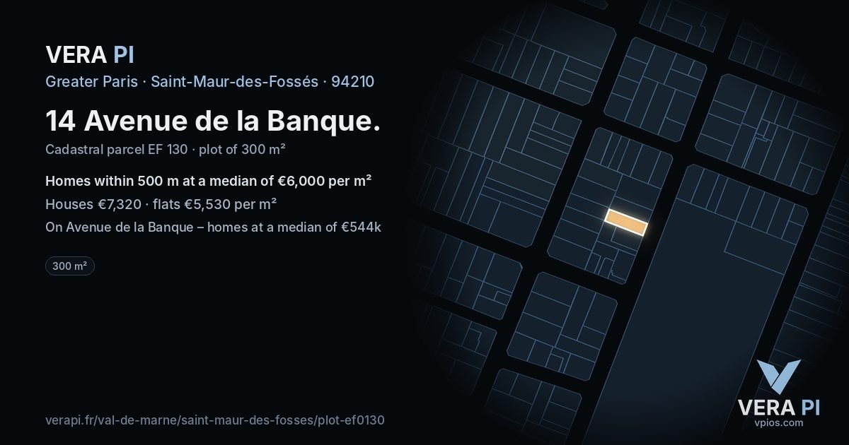 14 Avenue de la Banque, Saint-Maur-des-Fossés at night – the plot lit, the parcels around coloured by the prices near them