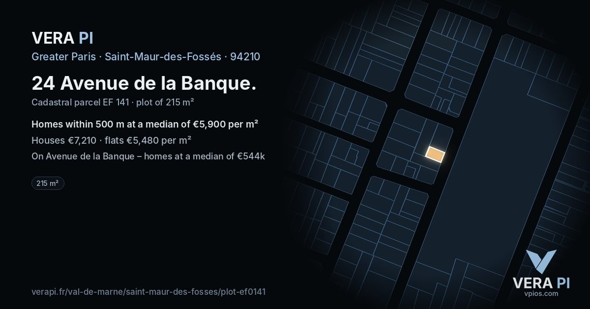 24 Avenue de la Banque, Saint-Maur-des-Fossés at night – the plot lit, the parcels around coloured by the prices near them