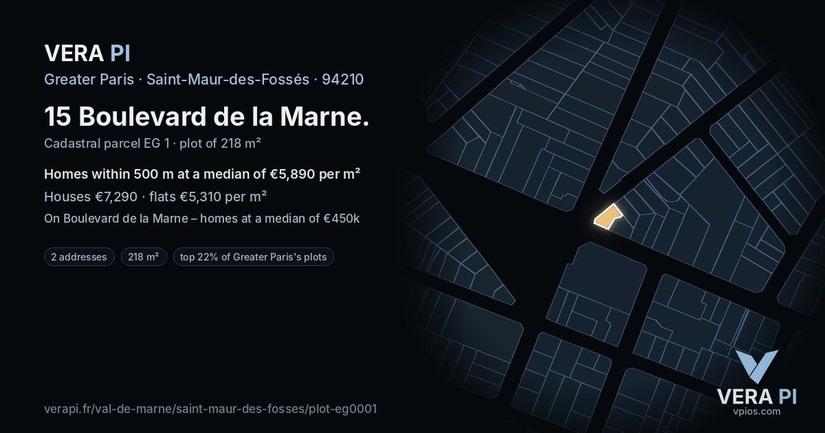 15 Boulevard de la Marne, Saint-Maur-des-Fossés at night – the plot lit, the parcels around coloured by the prices near them