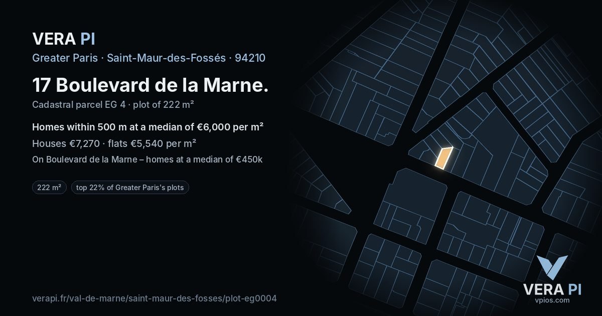 17 Boulevard de la Marne, Saint-Maur-des-Fossés at night – the plot lit, the parcels around coloured by the prices near them