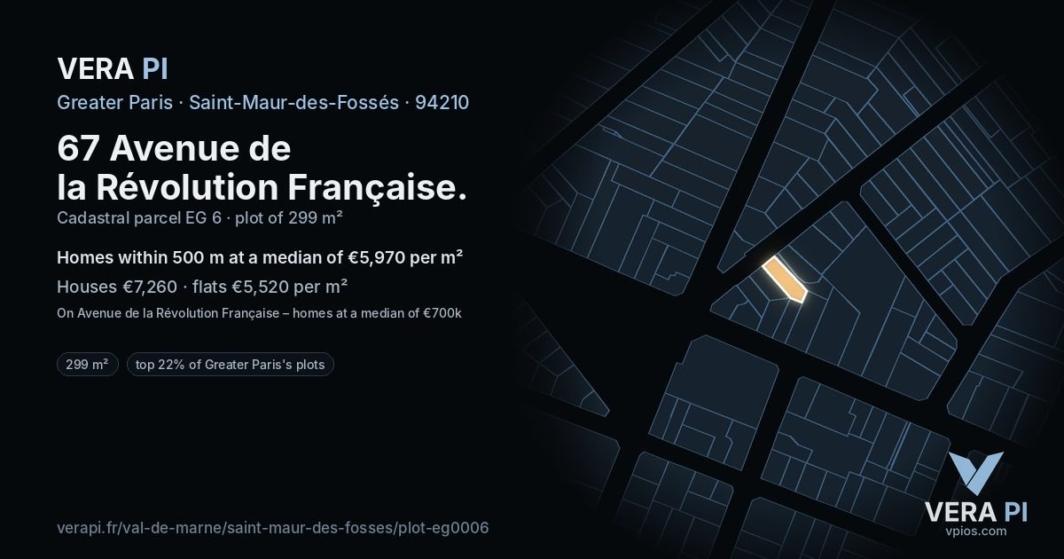 67 Avenue de la Révolution Française, Saint-Maur-des-Fossés at night – the plot lit, the parcels around coloured by the prices near them