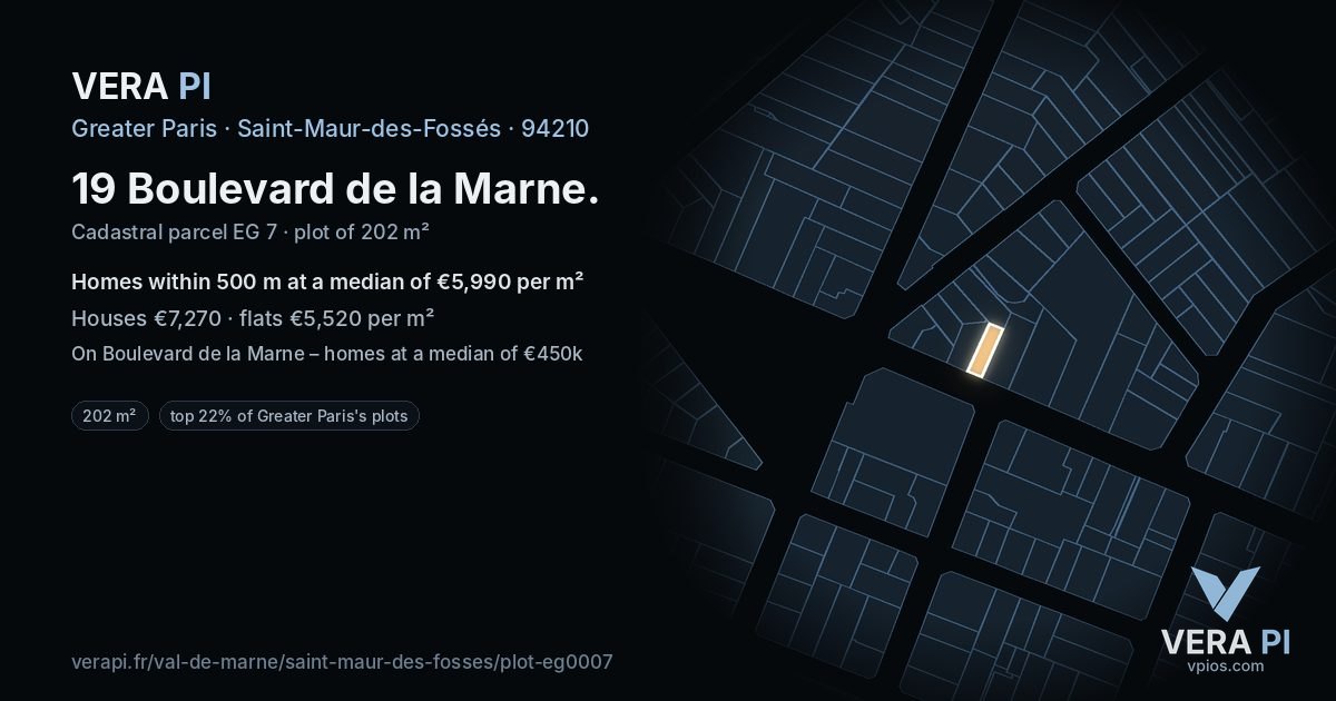19 Boulevard de la Marne, Saint-Maur-des-Fossés at night – the plot lit, the parcels around coloured by the prices near them