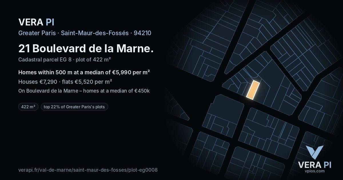 21 Boulevard de la Marne, Saint-Maur-des-Fossés at night – the plot lit, the parcels around coloured by the prices near them
