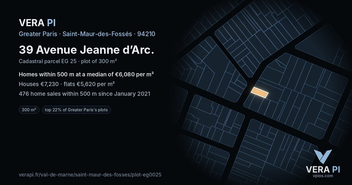 39 Avenue Jeanne d’Arc, Saint-Maur-des-Fossés at night – the plot lit, the parcels around coloured by the prices near them