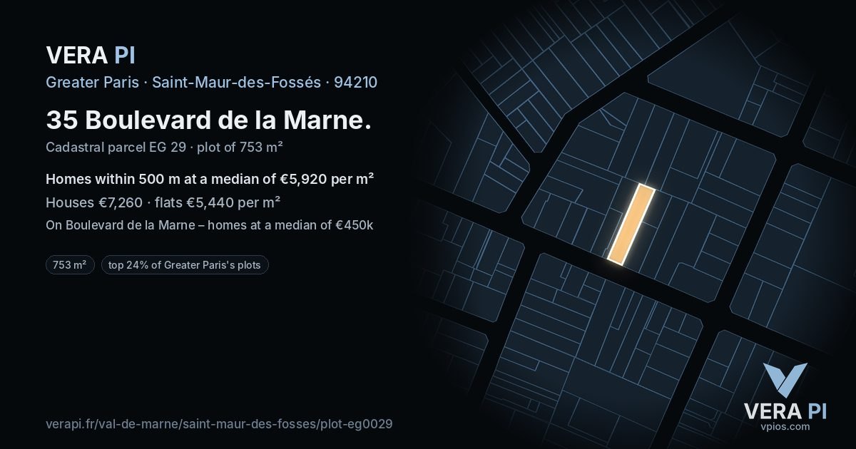 35 Boulevard de la Marne, Saint-Maur-des-Fossés at night – the plot lit, the parcels around coloured by the prices near them