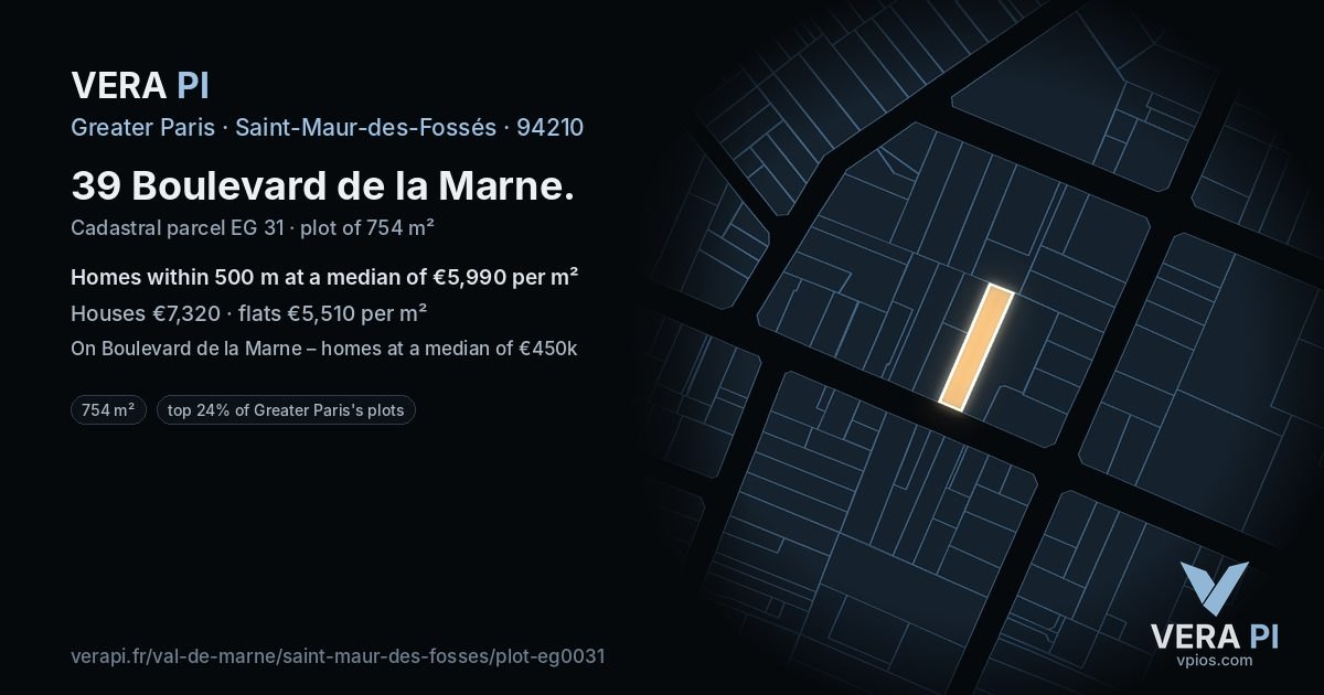 39 Boulevard de la Marne, Saint-Maur-des-Fossés at night – the plot lit, the parcels around coloured by the prices near them