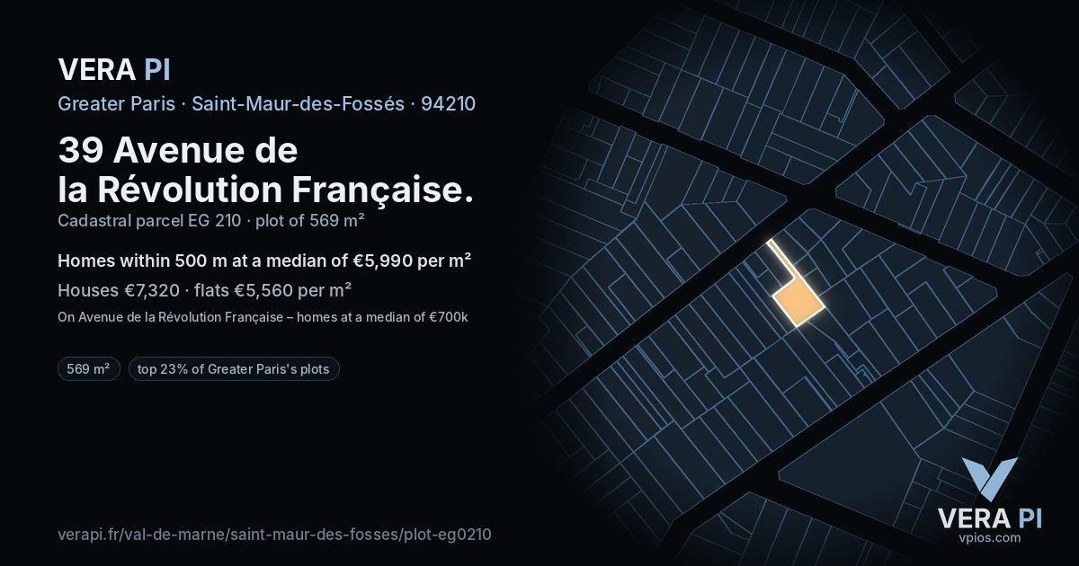 39 Avenue de la Révolution Française, Saint-Maur-des-Fossés at night – the plot lit, the parcels around coloured by the prices near them