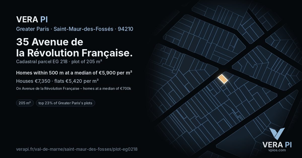 35 Avenue de la Révolution Française, Saint-Maur-des-Fossés at night – the plot lit, the parcels around coloured by the prices near them