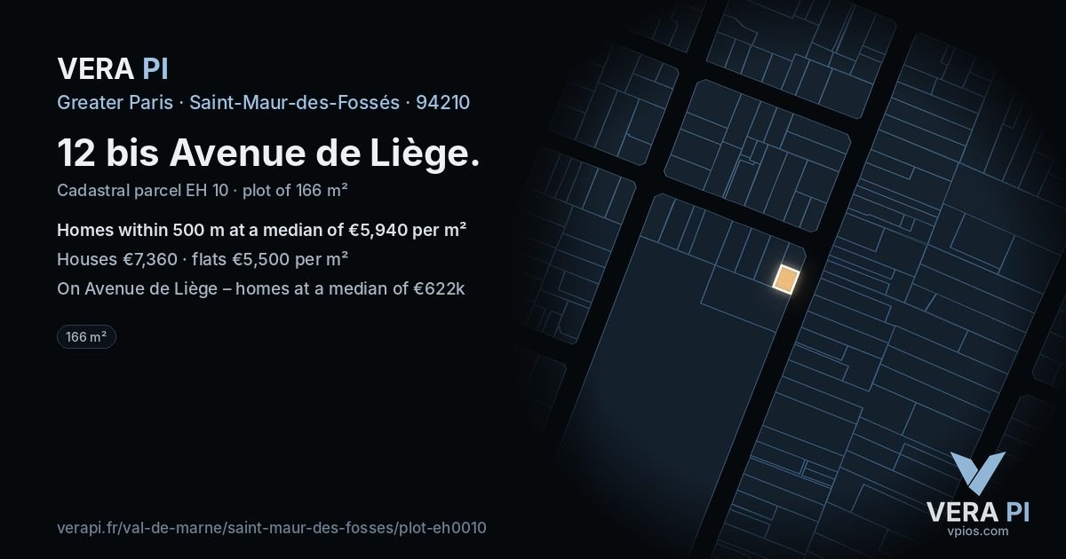 12 bis Avenue de Liège, Saint-Maur-des-Fossés at night – the plot lit, the parcels around coloured by the prices near them