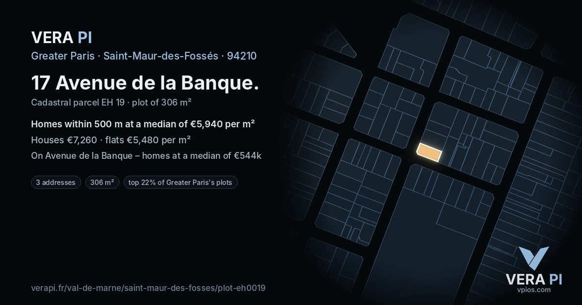 17 Avenue de la Banque, Saint-Maur-des-Fossés at night – the plot lit, the parcels around coloured by the prices near them