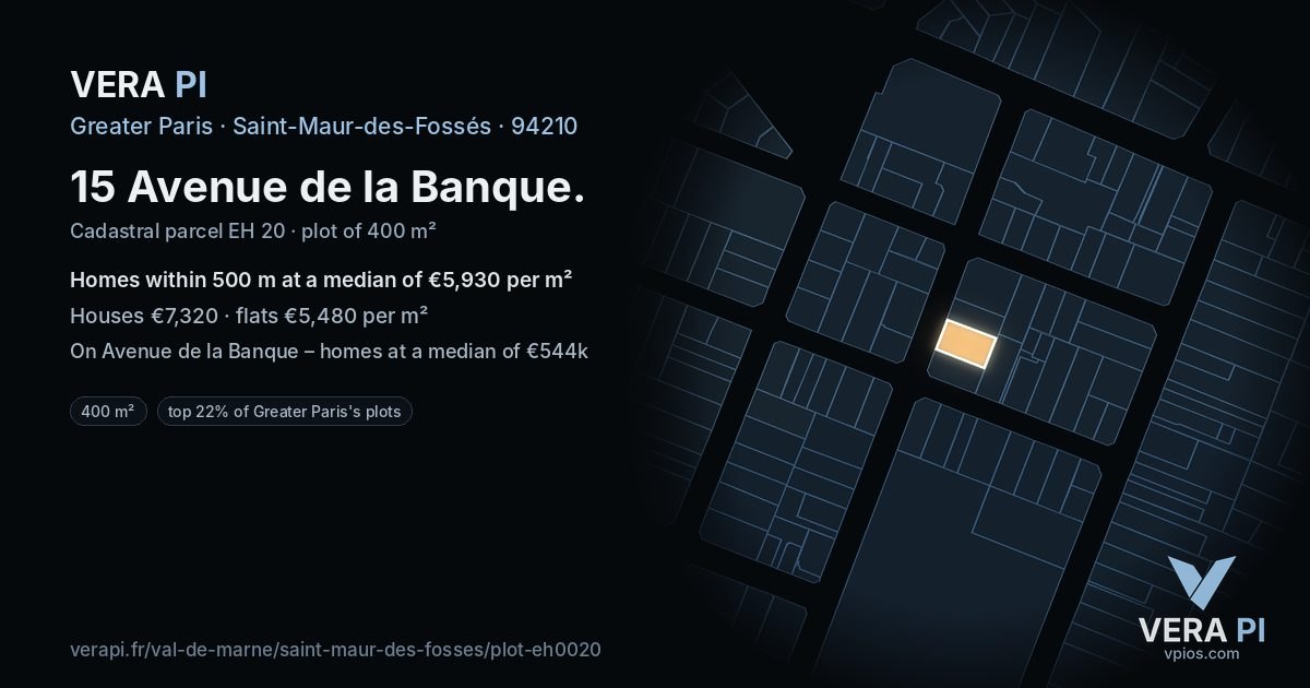 15 Avenue de la Banque, Saint-Maur-des-Fossés at night – the plot lit, the parcels around coloured by the prices near them