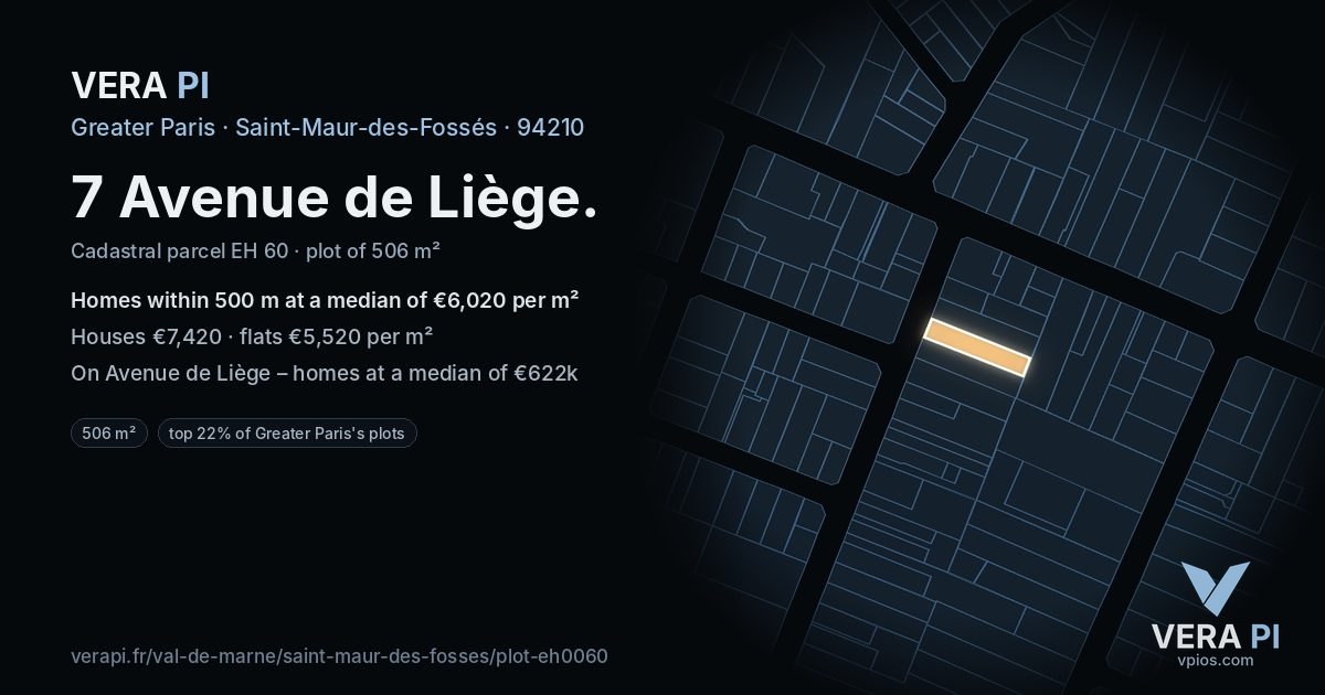 7 Avenue de Liège, Saint-Maur-des-Fossés at night – the plot lit, the parcels around coloured by the prices near them
