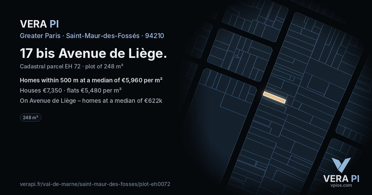 17 bis Avenue de Liège, Saint-Maur-des-Fossés at night – the plot lit, the parcels around coloured by the prices near them