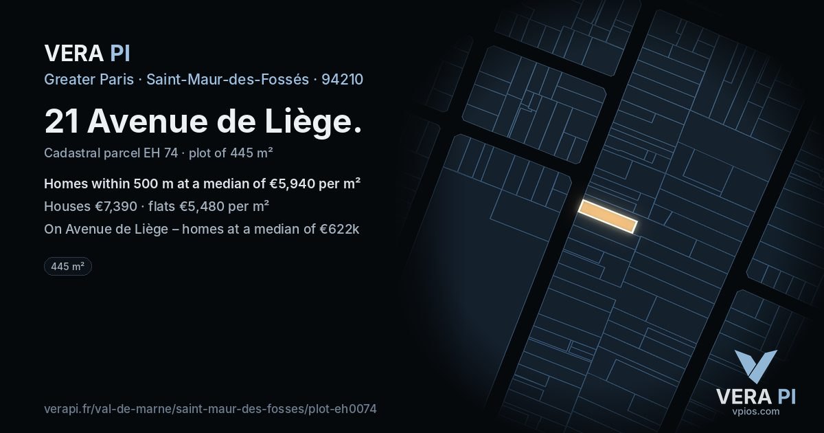 21 Avenue de Liège, Saint-Maur-des-Fossés at night – the plot lit, the parcels around coloured by the prices near them