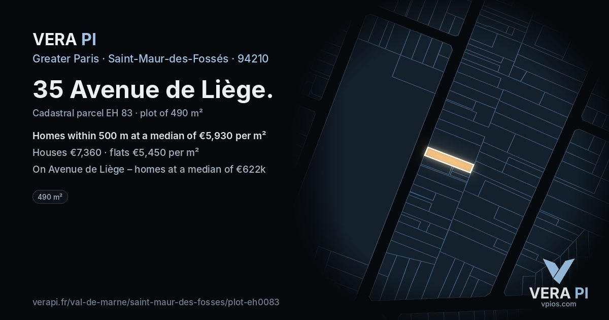 35 Avenue de Liège, Saint-Maur-des-Fossés at night – the plot lit, the parcels around coloured by the prices near them