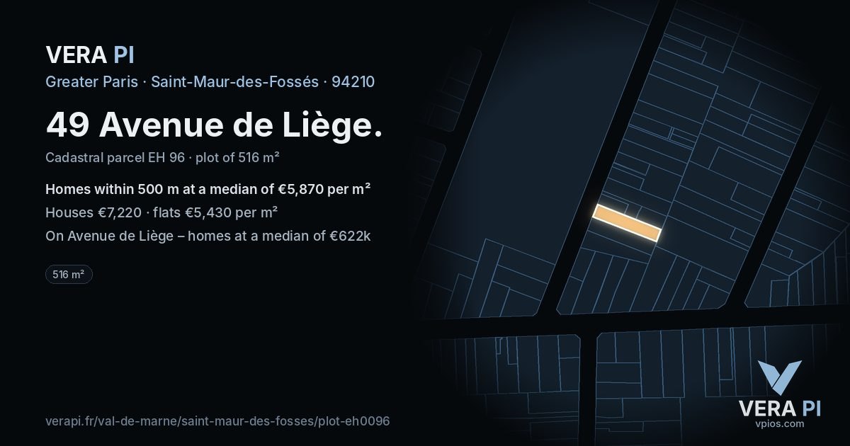 49 Avenue de Liège, Saint-Maur-des-Fossés at night – the plot lit, the parcels around coloured by the prices near them