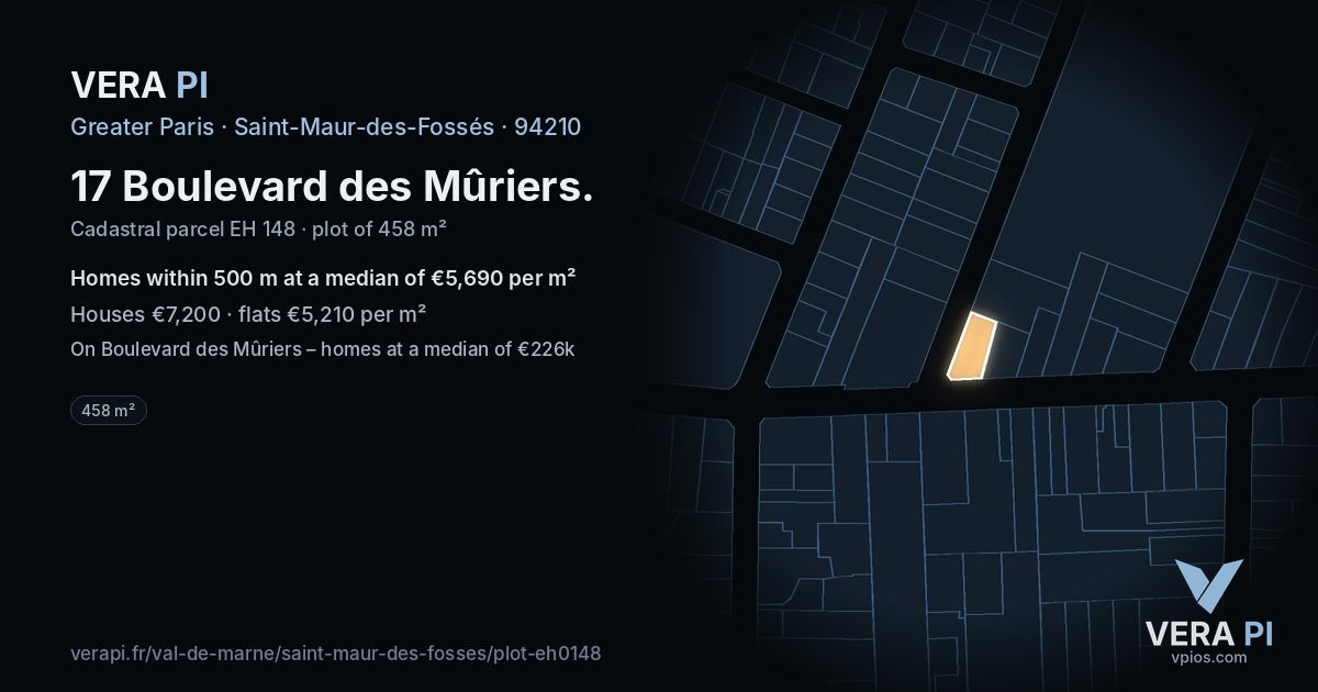 17 Boulevard des Mûriers, Saint-Maur-des-Fossés at night – the plot lit, the parcels around coloured by the prices near them