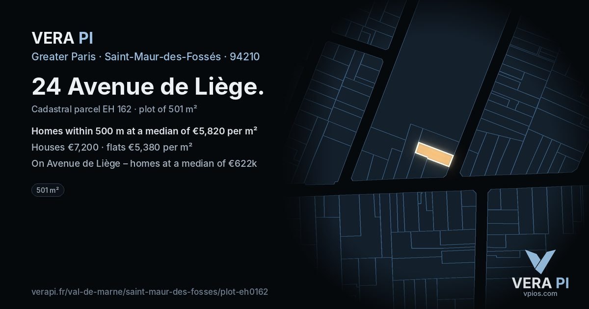 24 Avenue de Liège, Saint-Maur-des-Fossés at night – the plot lit, the parcels around coloured by the prices near them