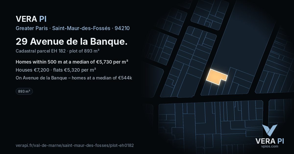 29 Avenue de la Banque, Saint-Maur-des-Fossés at night – the plot lit, the parcels around coloured by the prices near them