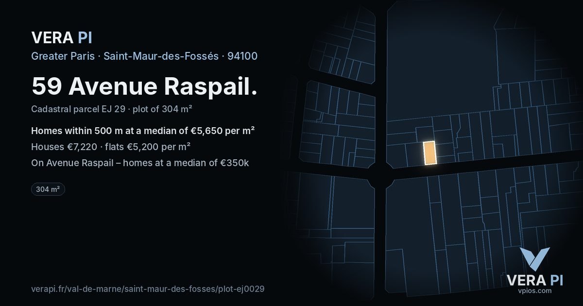 59 Avenue Raspail, Saint-Maur-des-Fossés at night – the plot lit, the parcels around coloured by the prices near them