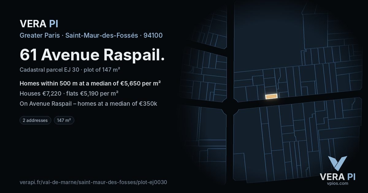 61 Avenue Raspail, Saint-Maur-des-Fossés at night – the plot lit, the parcels around coloured by the prices near them