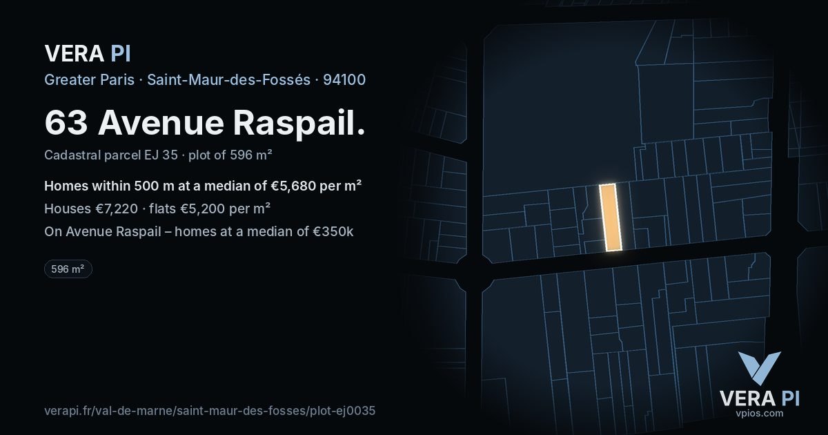 63 Avenue Raspail, Saint-Maur-des-Fossés at night – the plot lit, the parcels around coloured by the prices near them
