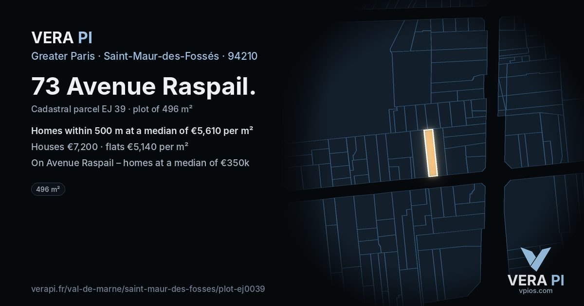 73 Avenue Raspail, Saint-Maur-des-Fossés at night – the plot lit, the parcels around coloured by the prices near them