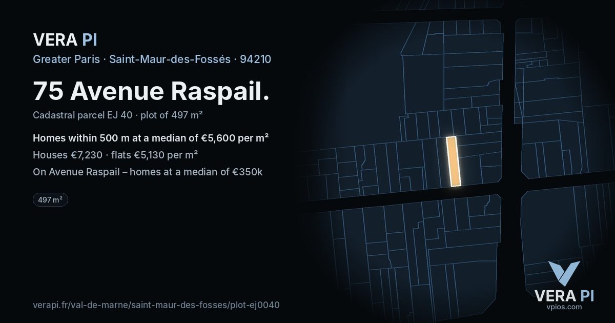 75 Avenue Raspail, Saint-Maur-des-Fossés at night – the plot lit, the parcels around coloured by the prices near them