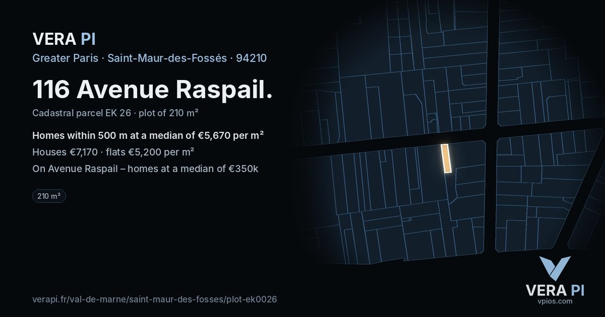 116 Avenue Raspail, Saint-Maur-des-Fossés at night – the plot lit, the parcels around coloured by the prices near them