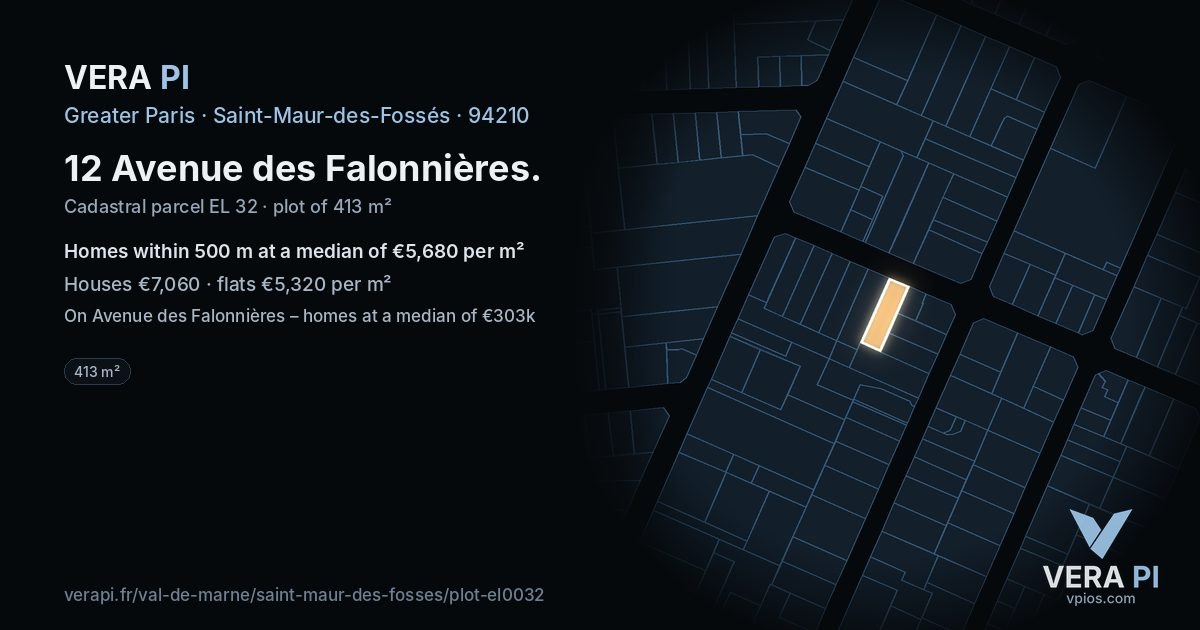 12 Avenue des Falonnières, Saint-Maur-des-Fossés at night – the plot lit, the parcels around coloured by the prices near them
