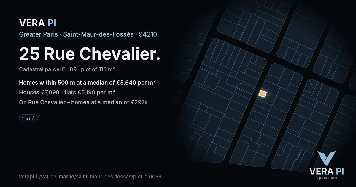 25 Rue Chevalier, Saint-Maur-des-Fossés at night – the plot lit, the parcels around coloured by the prices near them