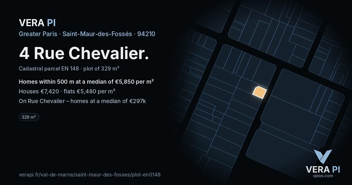 4 Rue Chevalier, Saint-Maur-des-Fossés at night – the plot lit, the parcels around coloured by the prices near them