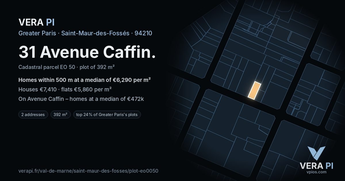 31 Avenue Caffin, Saint-Maur-des-Fossés at night – the plot lit, the parcels around coloured by the prices near them