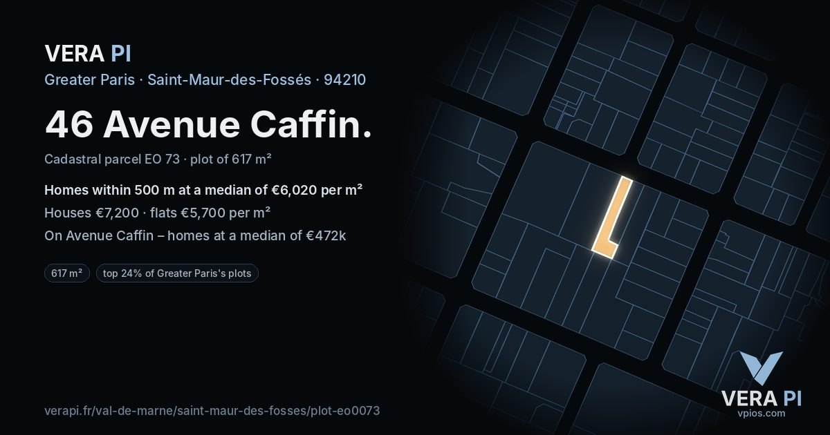 46 Avenue Caffin, Saint-Maur-des-Fossés at night – the plot lit, the parcels around coloured by the prices near them