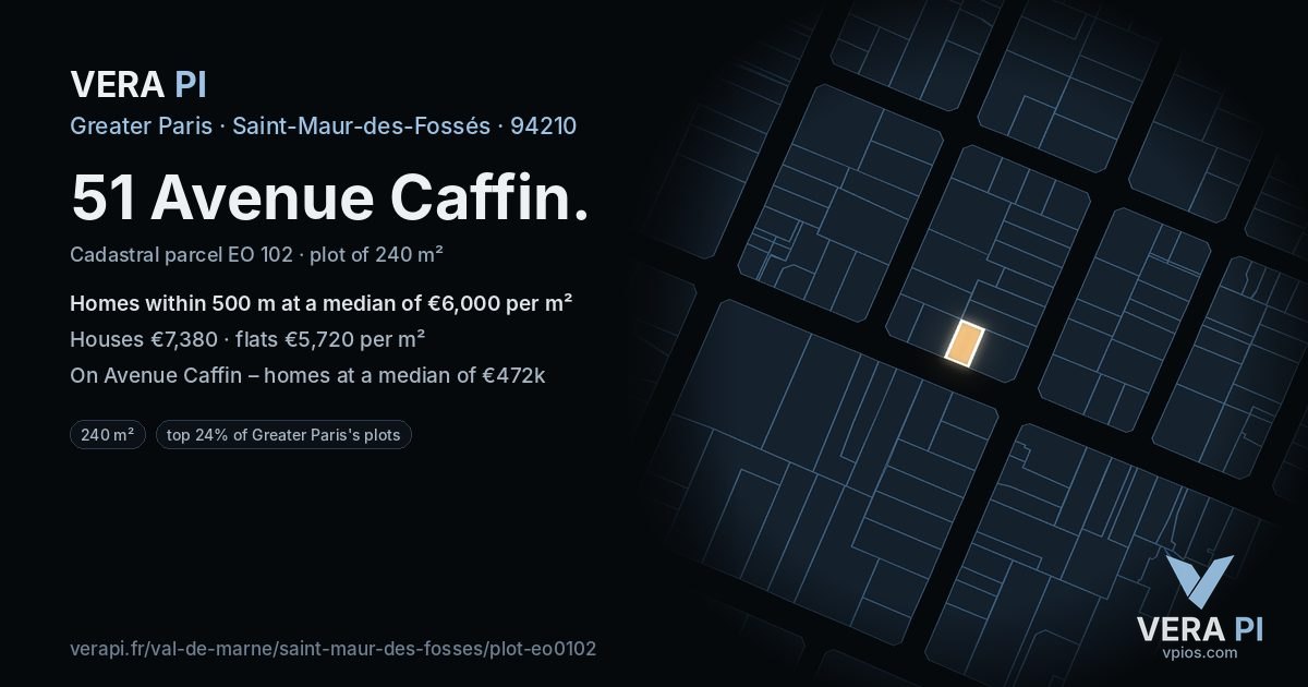51 Avenue Caffin, Saint-Maur-des-Fossés at night – the plot lit, the parcels around coloured by the prices near them