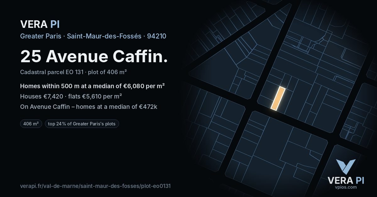 25 Avenue Caffin, Saint-Maur-des-Fossés at night – the plot lit, the parcels around coloured by the prices near them