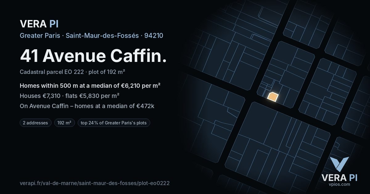 41 Avenue Caffin, Saint-Maur-des-Fossés at night – the plot lit, the parcels around coloured by the prices near them