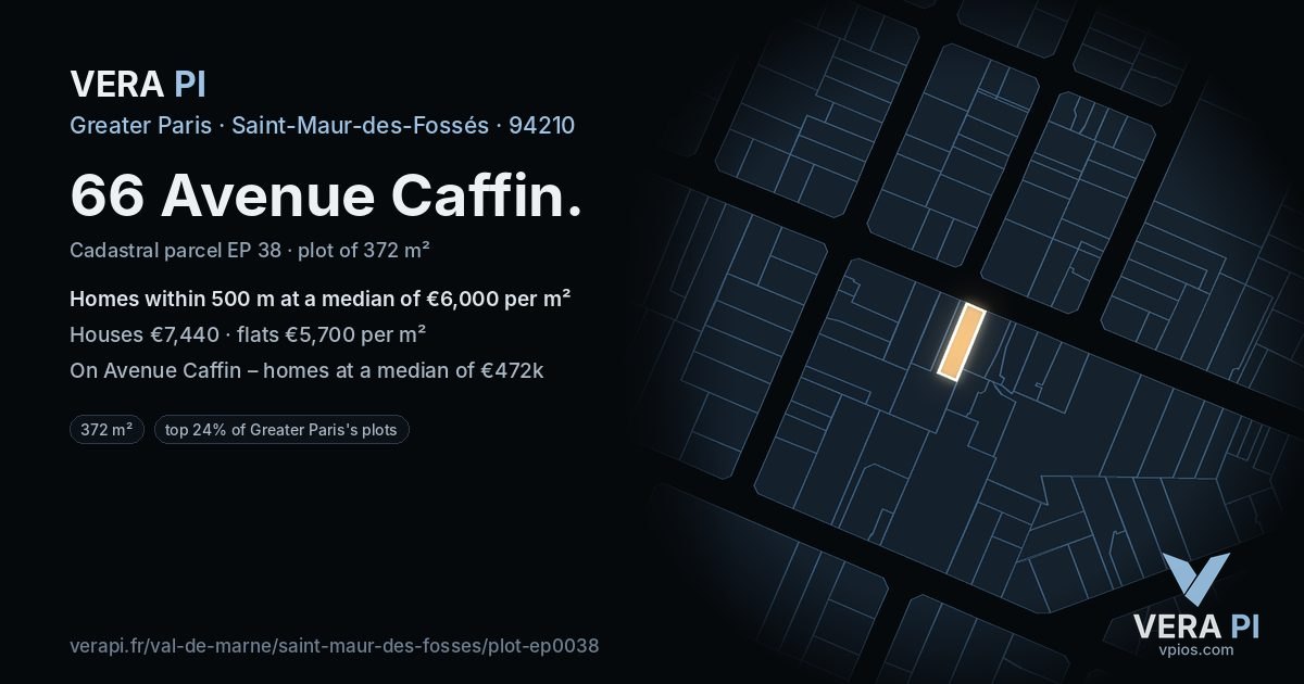 66 Avenue Caffin, Saint-Maur-des-Fossés at night – the plot lit, the parcels around coloured by the prices near them