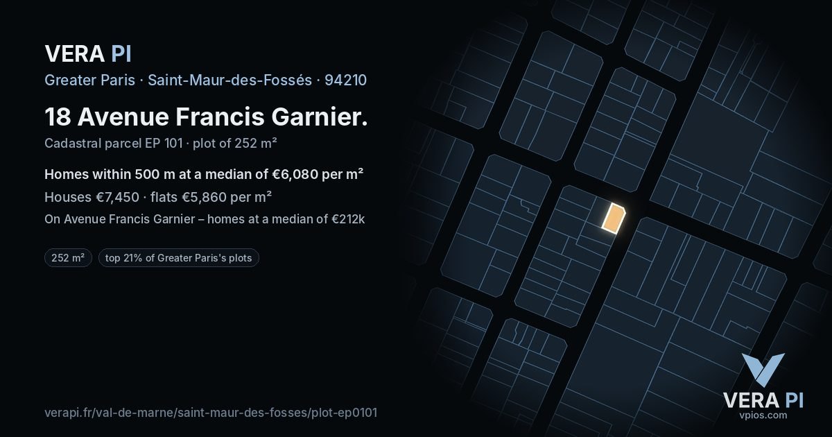 18 Avenue Francis Garnier, Saint-Maur-des-Fossés at night – the plot lit, the parcels around coloured by the prices near them