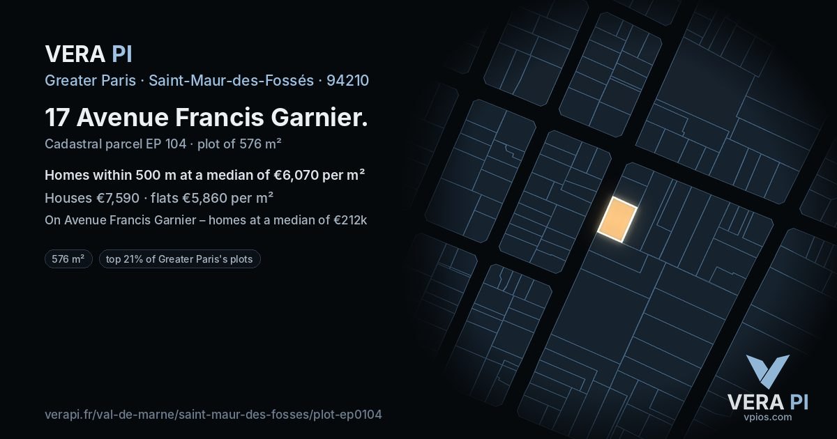 17 Avenue Francis Garnier, Saint-Maur-des-Fossés at night – the plot lit, the parcels around coloured by the prices near them